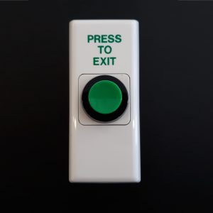 AHS Green Push Button Architrave PRESS TO EXIT